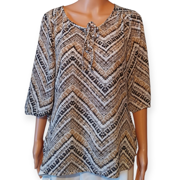 dressbarn Tops - dressbarn Brown and Black Chevron Blouse